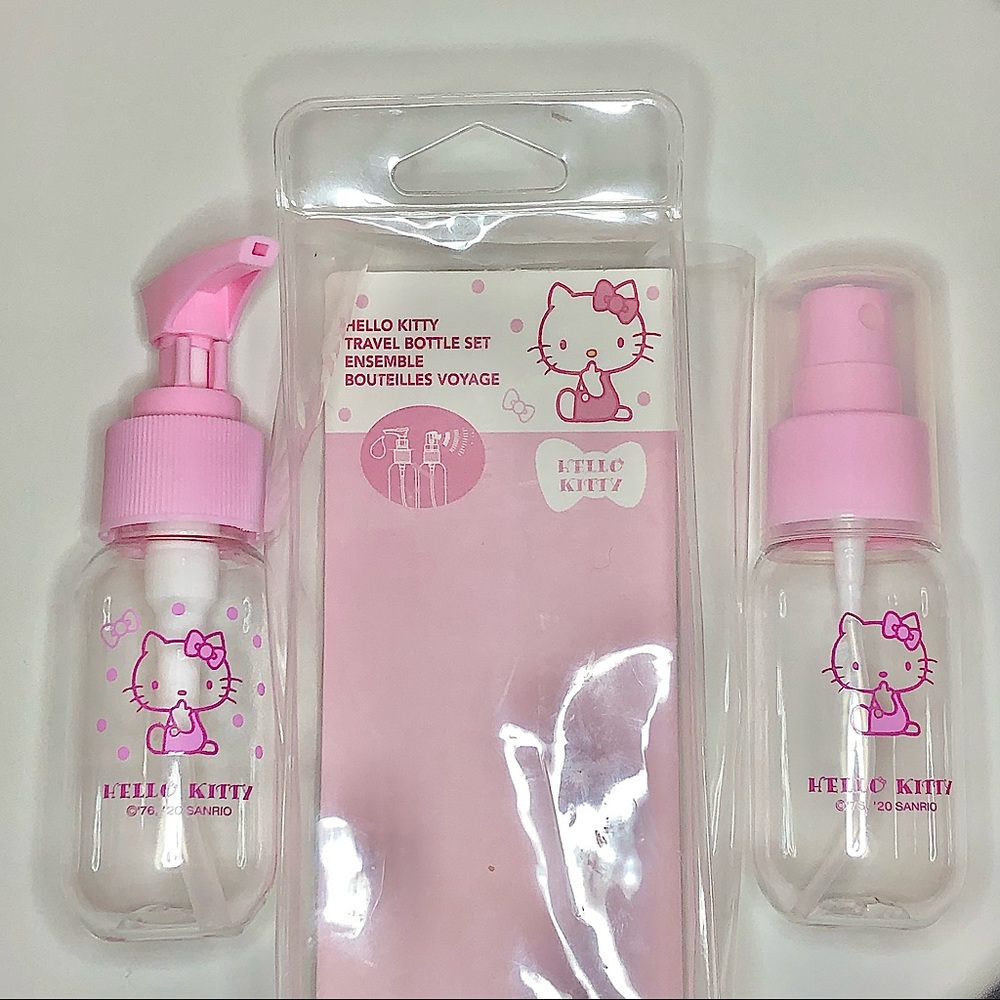 Authentic Sanrio Hello Kitty Mini Travel Kit, Comes With Bottle Pump and Spray